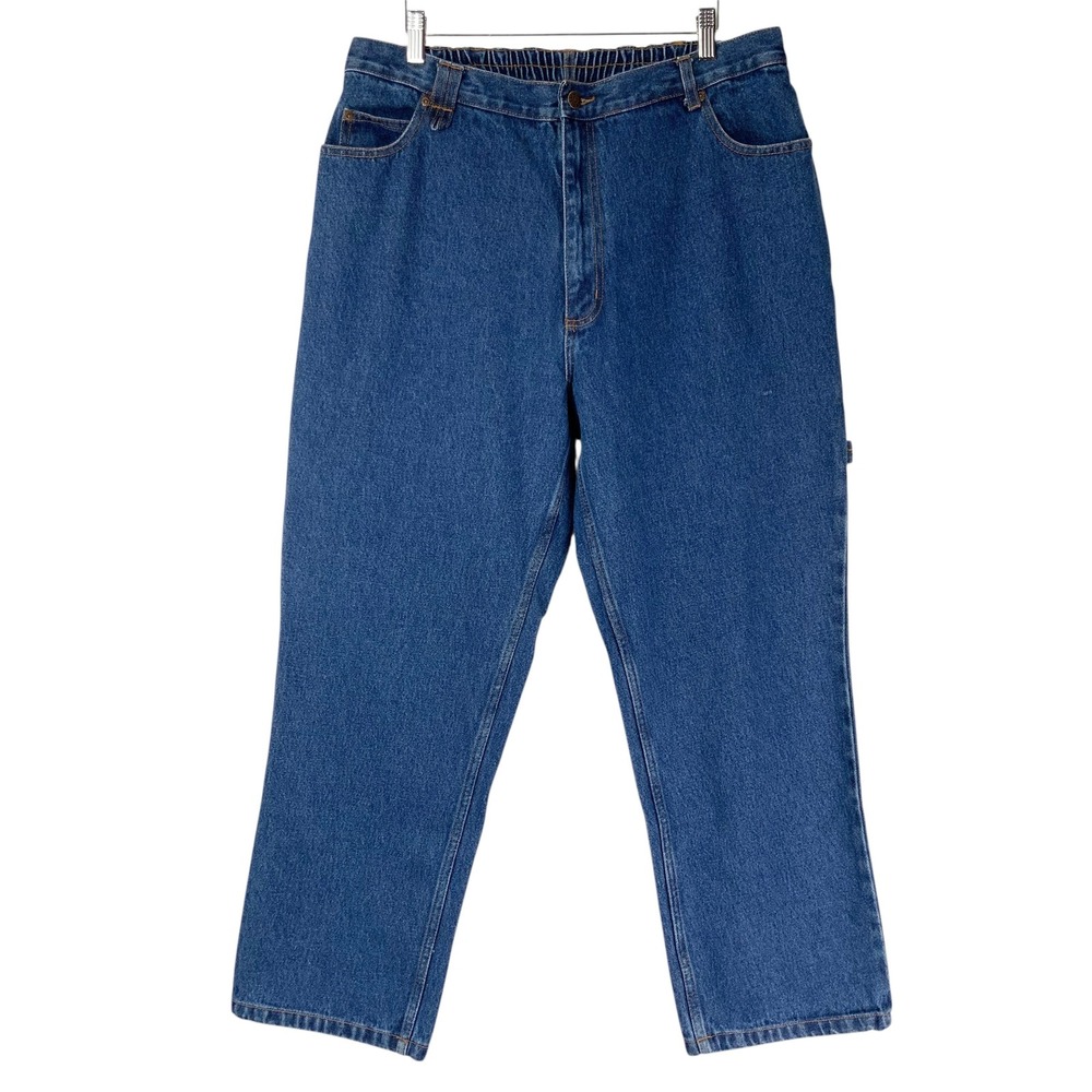 Duke Haband Blue Carpenter Jeans 38S Zip Fly Mid Rise Straight Hammer Loop